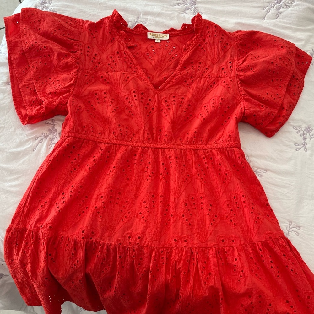 Red Eyelet Dress